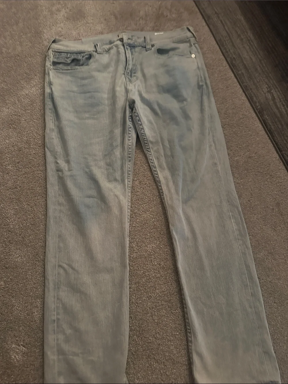 True Religion: Men Light Wash Straight Leg Jeans